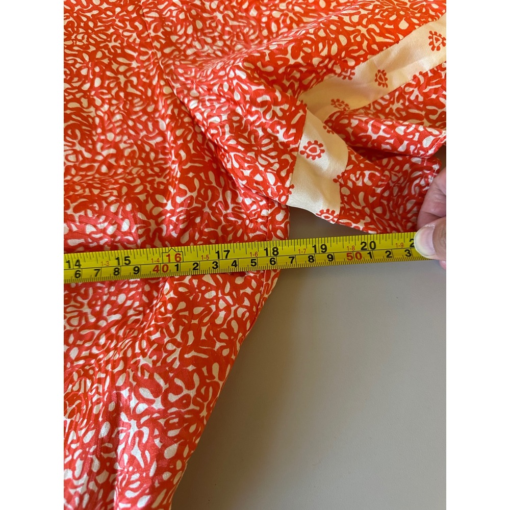 Rebecca Taylor Orange and White Silk Blend Floral Flutter Sleeve Dress | Size 10 - Picture 6 of 7